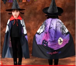 GORRO CON CAPA HAPPY HALLOWEEN CALABAZA NEGRA