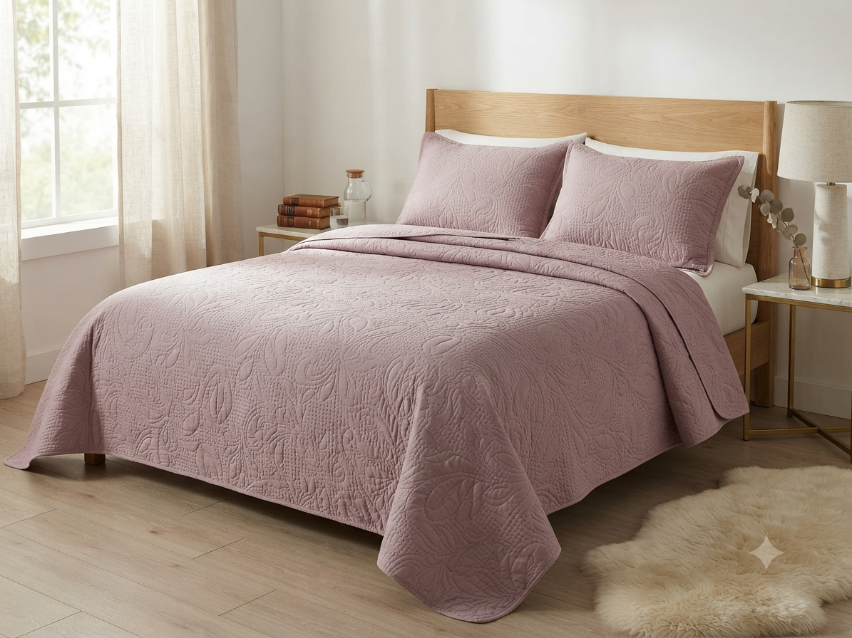 JUEGO DE CAMA 3 PIEZAS TEXTURA LILA OPACO