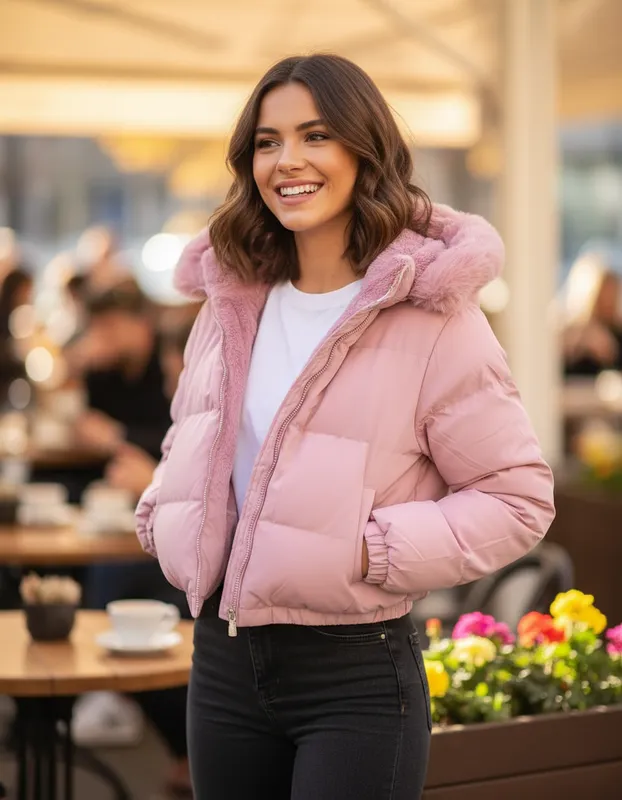 CHAMARRA PUFF ROSA PASTEL M