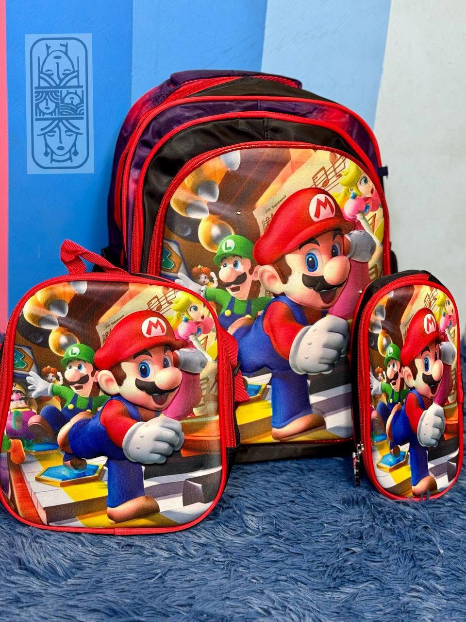 COMBO MOCHILA ESTAMPADO CON LUZ PERSONAJES MARIO BROS #2416
