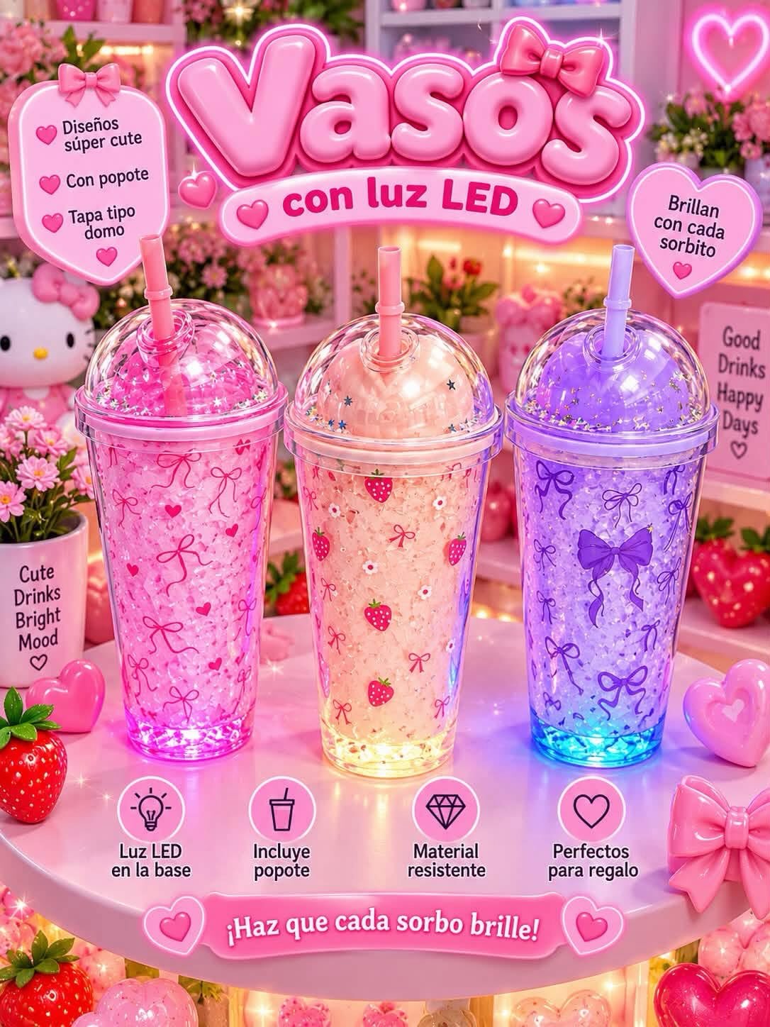 VASO DE DISEÑOS HIDROGEL CON LUZ LED AL AZAR