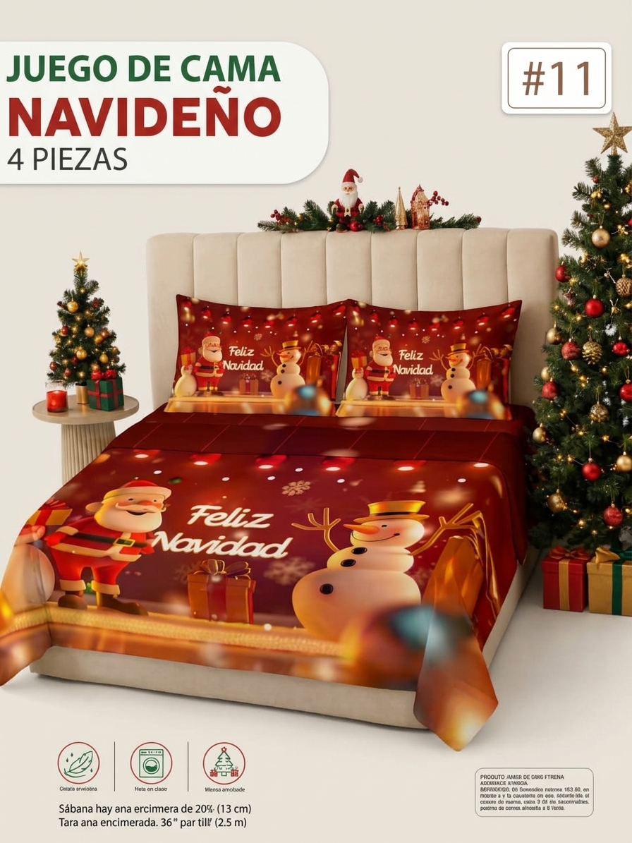 JUEGO DE SABANAS NAVIDEÑO MATRIMONIAL MOD.11
