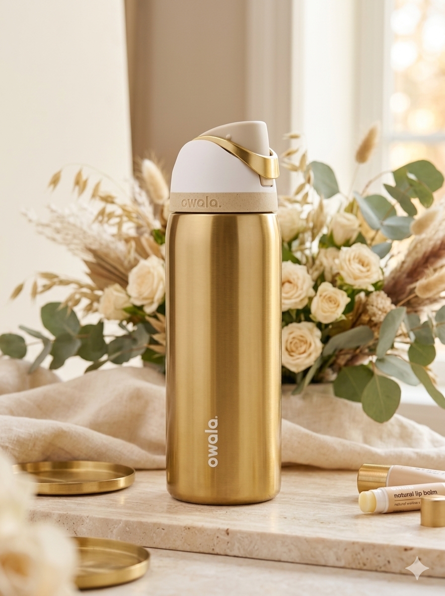 TERMO OWALA 32OZ METALICO DORADO