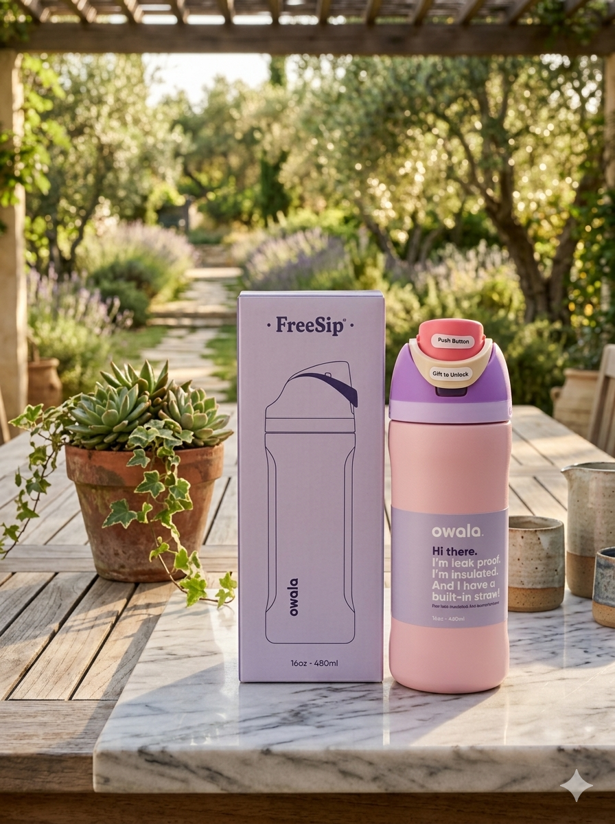 OWALA KIDS FREE SIP 16OZ ROSA PASTEL/MORADO