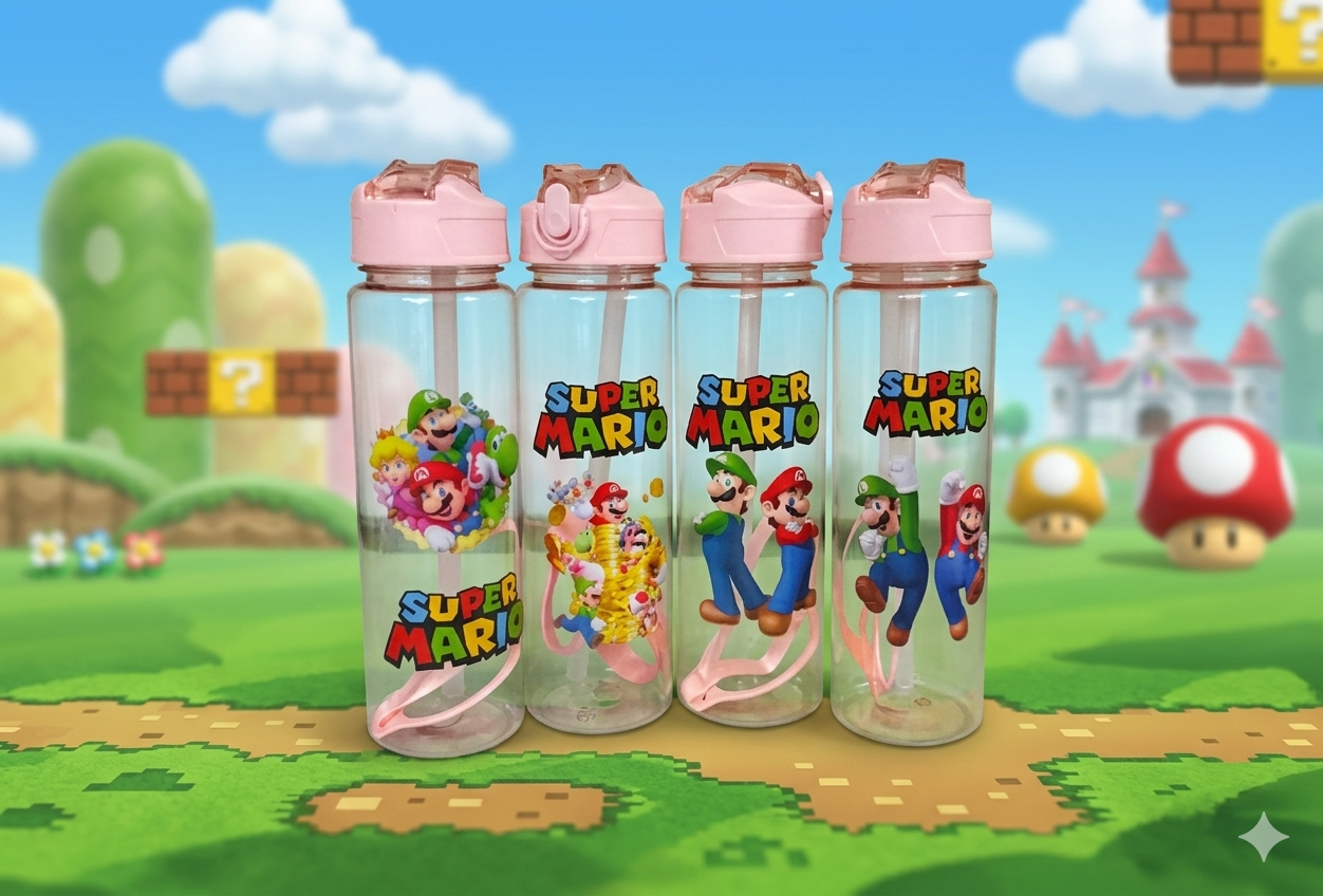 BOTELLA MARIO BROS ROSA