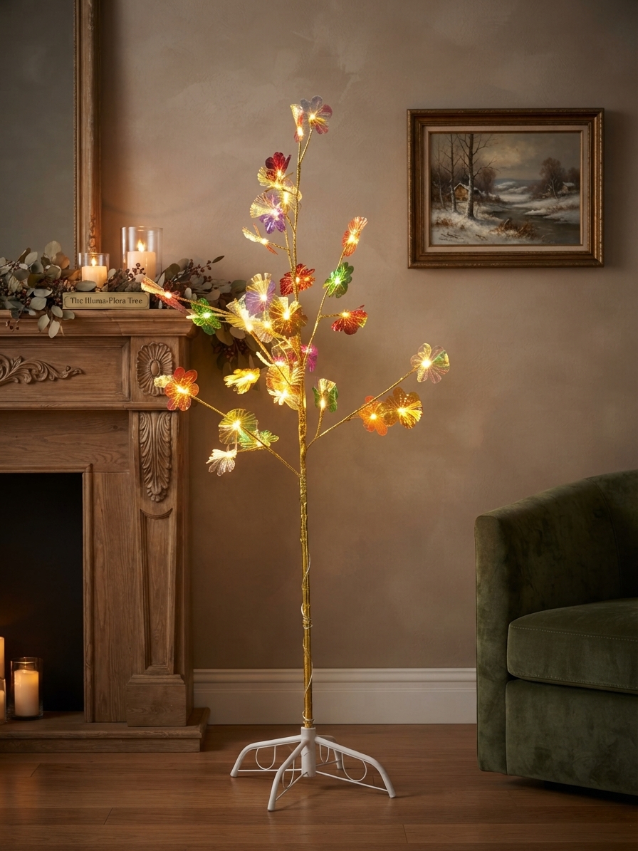 ARBOL CON LUZ LED AMARILLA FLORES TORNASOL 135CM