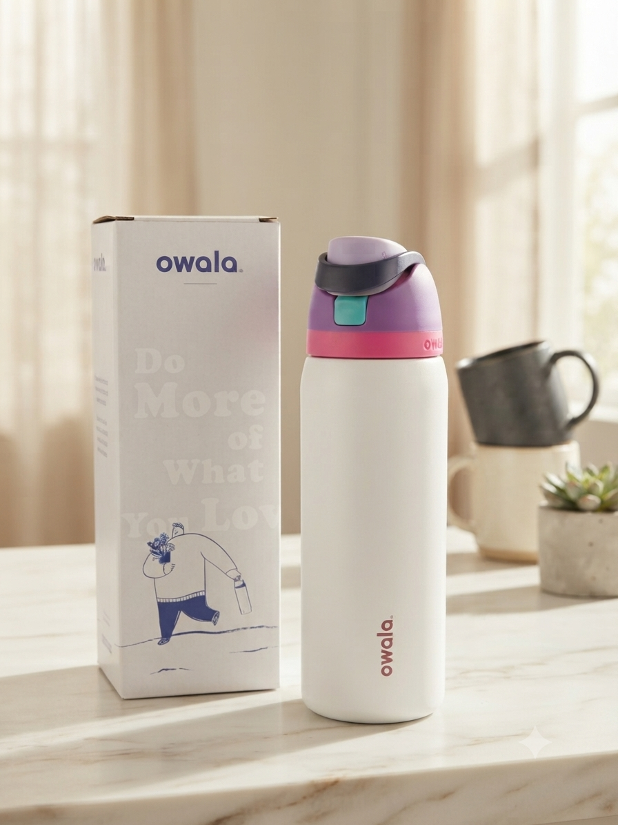 TERMO LISO OWALA 32OZ (945ML) BLANCO/MORADA