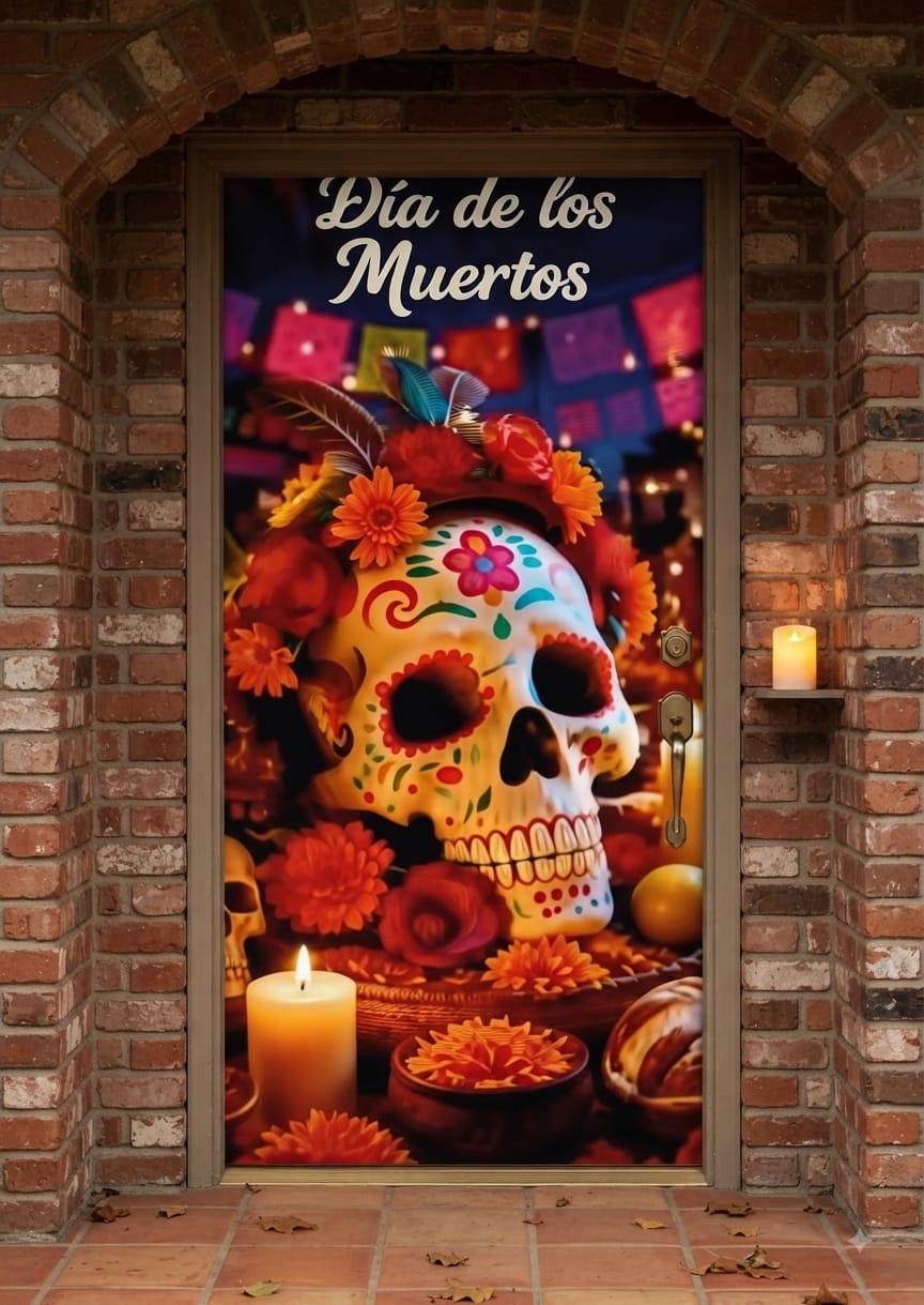 FUNDA CUBRE PUERTA HALLOWEEN-DIA DE MUERTOS MOD.3
