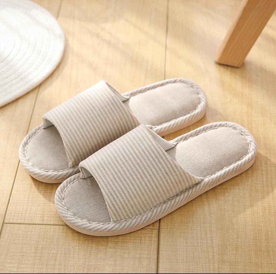 PANTUFLAS DE RAYAS BEIGE 35-36 (22-23 CM)