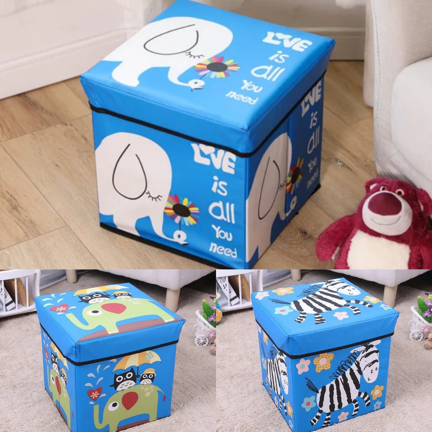 CAJA DE ALMACENIMIENTO CUADRADA AZUL