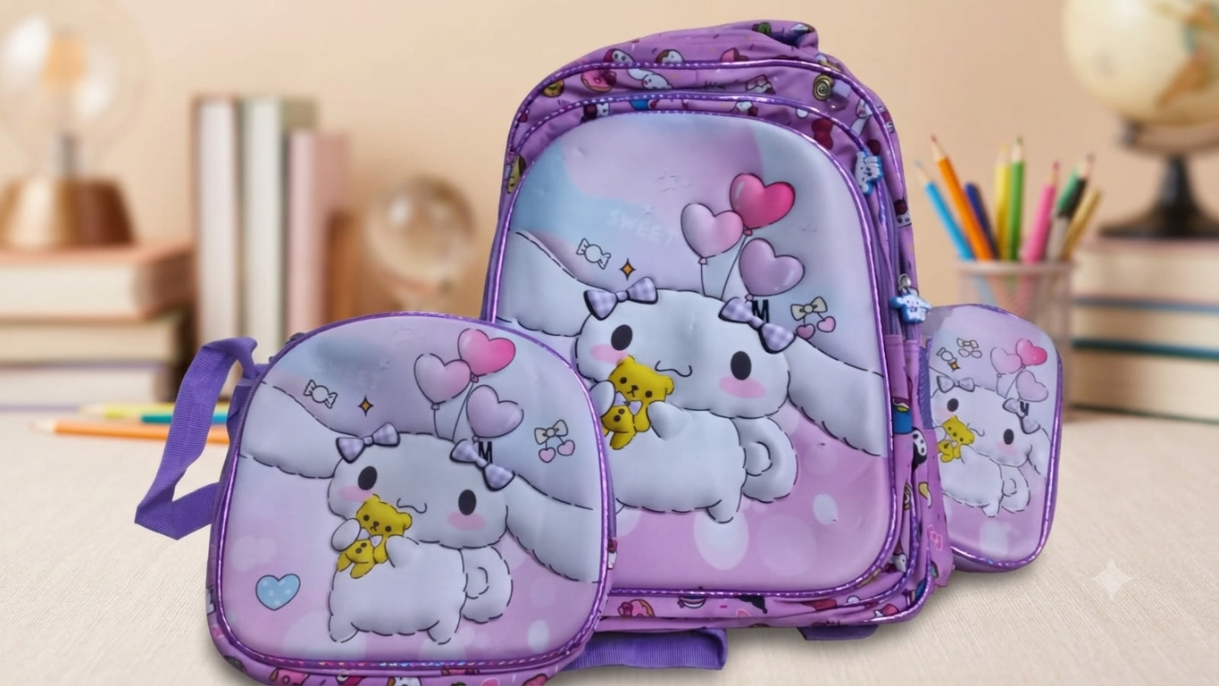 COMBO MOCHILA ESTAMPADO CON LUZ PERSONAJES CINNAMORROL #2416