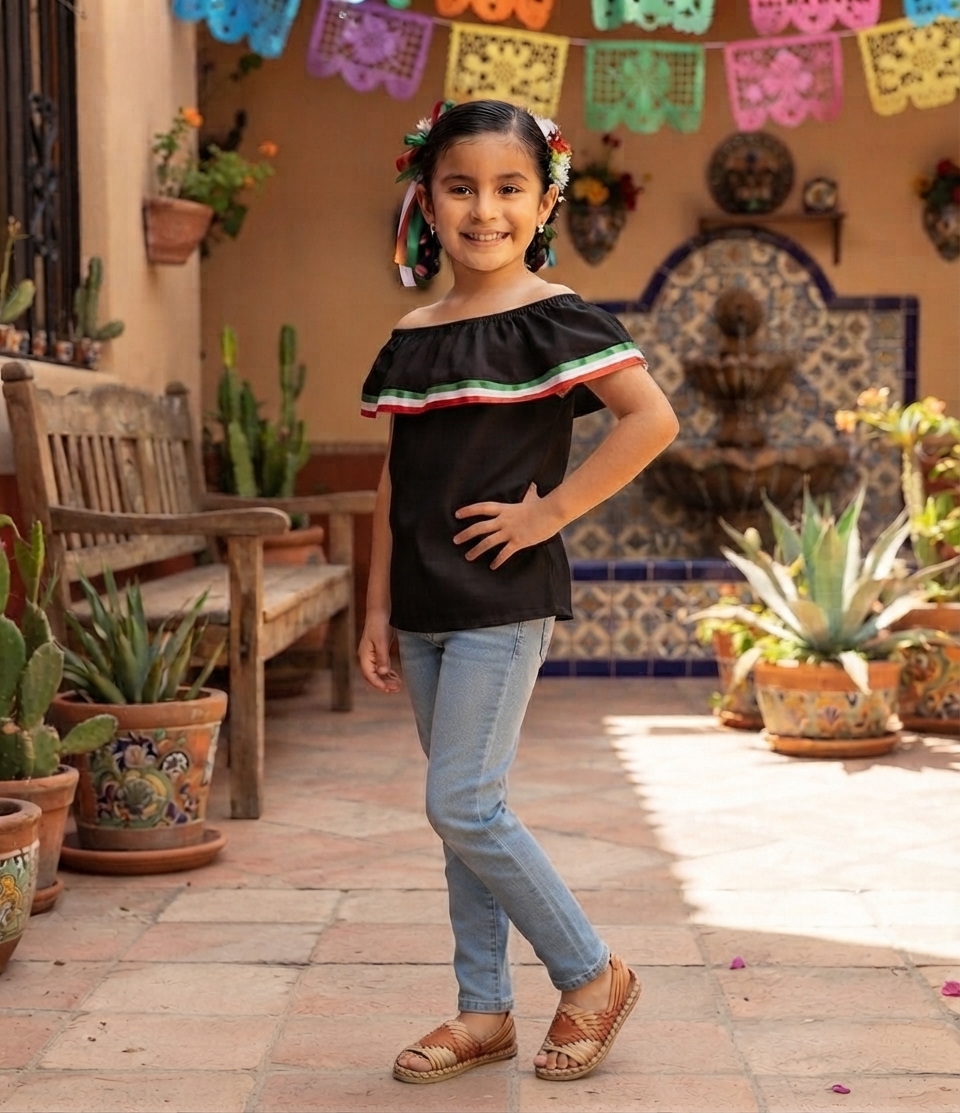 BLUSA MEXICANA NIÑA NEGRO M