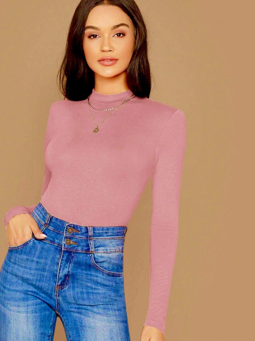 DECENA DE BLUSA MANGA LARGA ROSA PALO