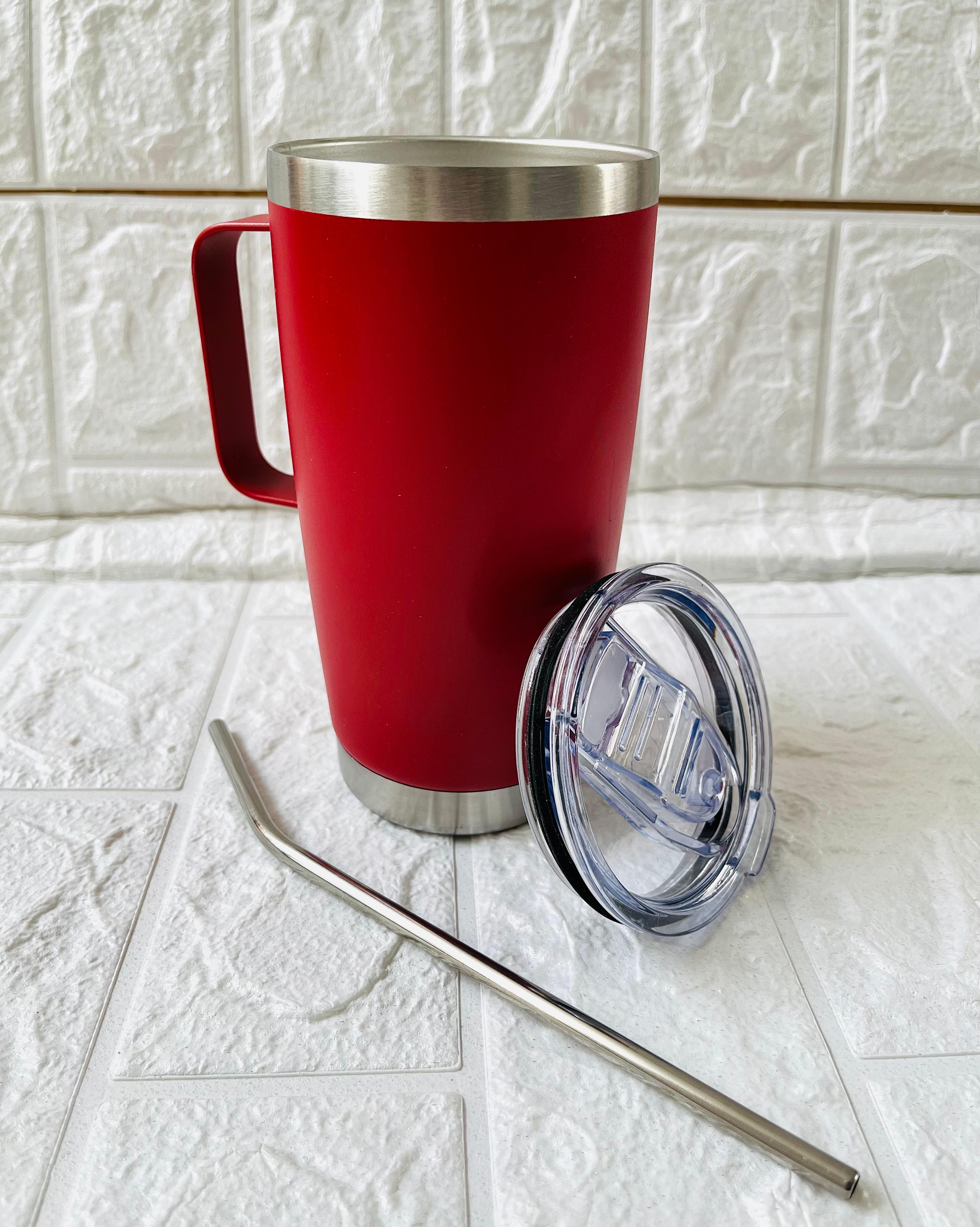 TERMO TIPO YETI CON AGARRADERA 20 OZ ROJO
