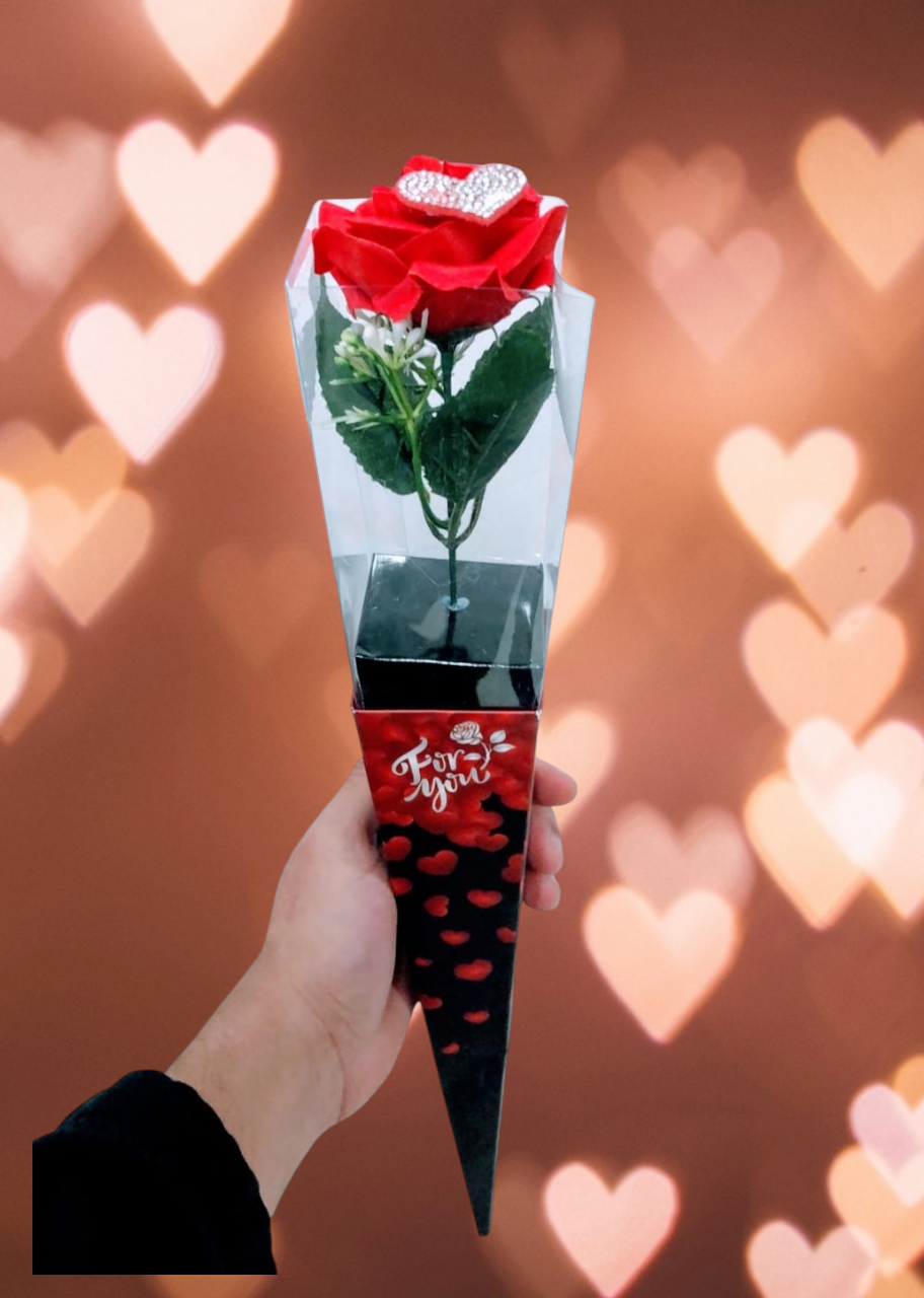 ROSA EN CONO NEGRO 12PZ