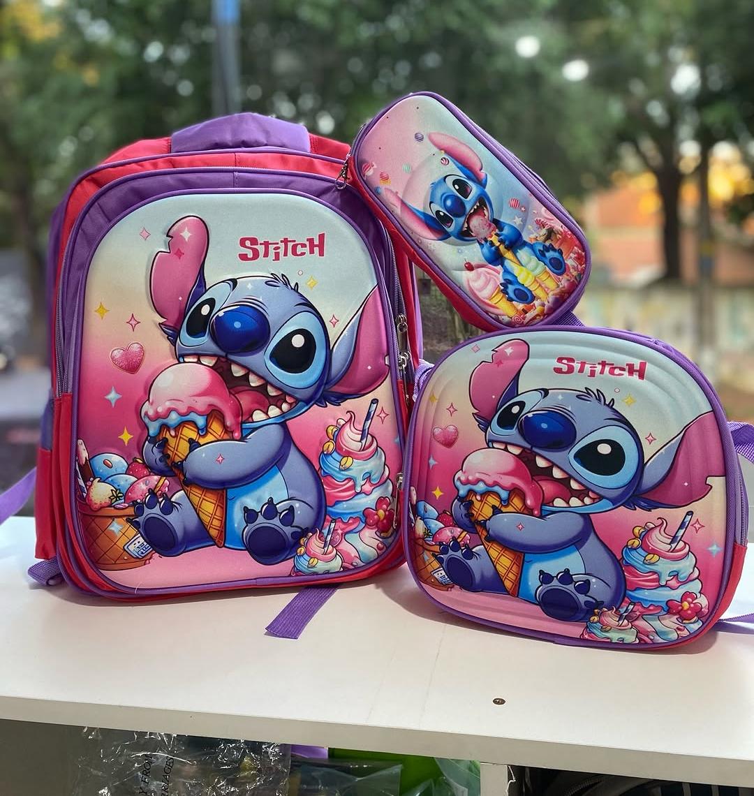 COMBO MOCHILA CON LUZ STITCH HELADO #918