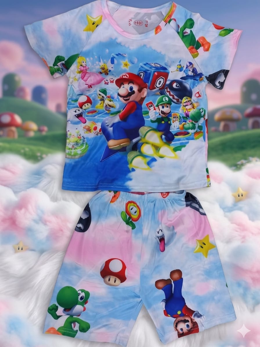 CONJUNTO PIJAMA SHORT NIÑO/NIÑA MARIO BROSS 14