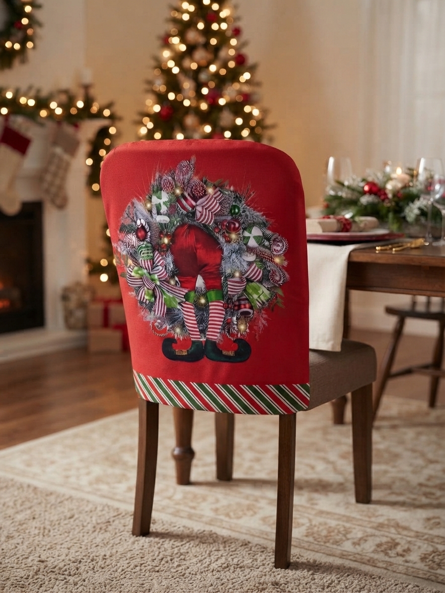FUNDA RESPALDO DE SILLA NAVIDEÑO CORONA