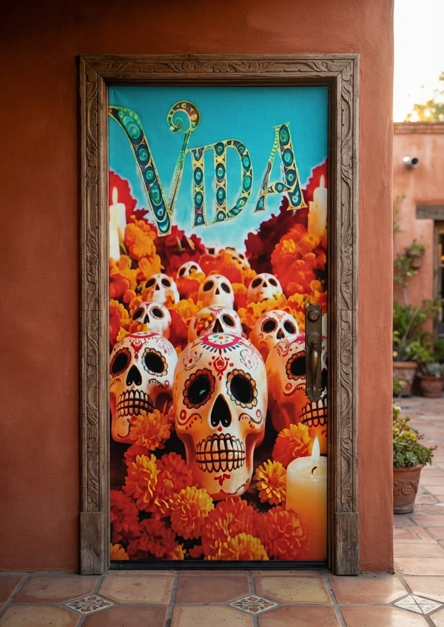 FUNDA CUBRE PUERTA HALLOWEEN-DIA DE MUERTOS MOD.9