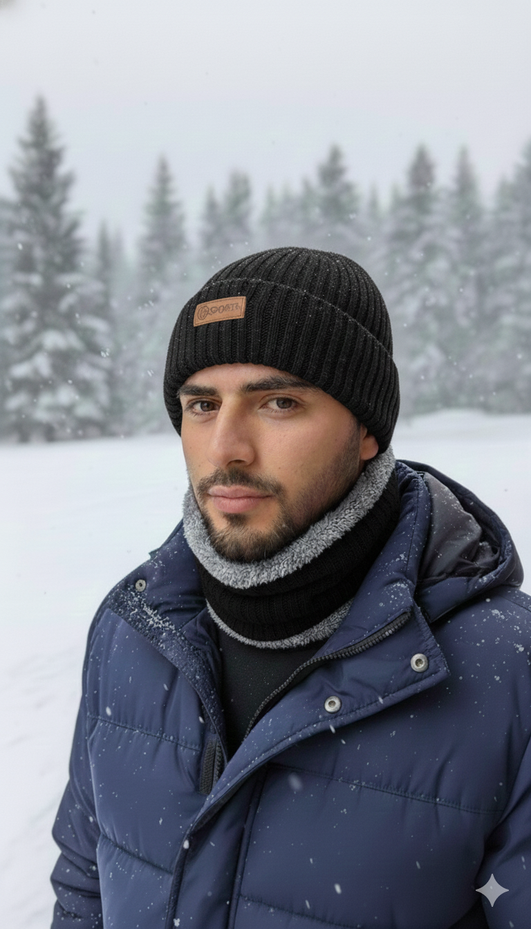 SET GORRO Y BUFANDA SPORT UNISEX NEGRO