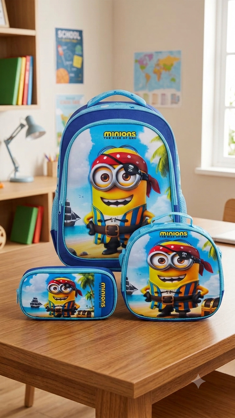 COMBO MOCHILA CON LUZ MINIOS #902