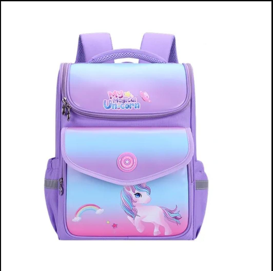 MOCHILA DOBLE BOLSA AL FRENTE UNICORNIO LILA MOD. 75