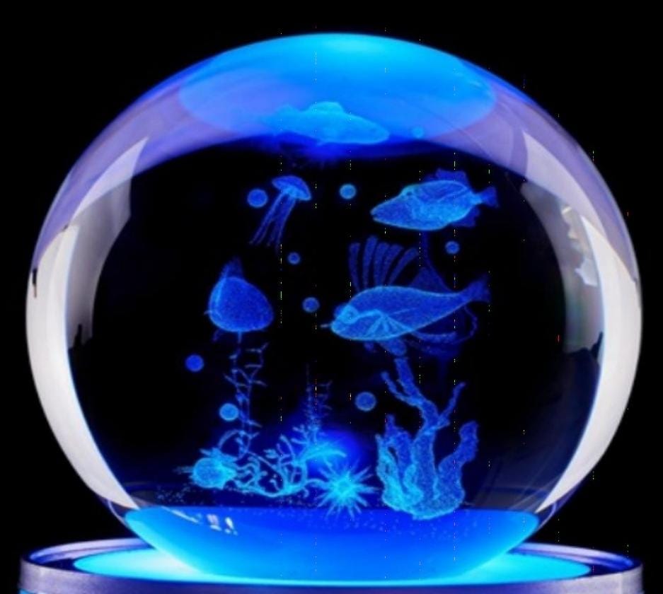 LAMPARA BOLA DE CRISTAL PECES