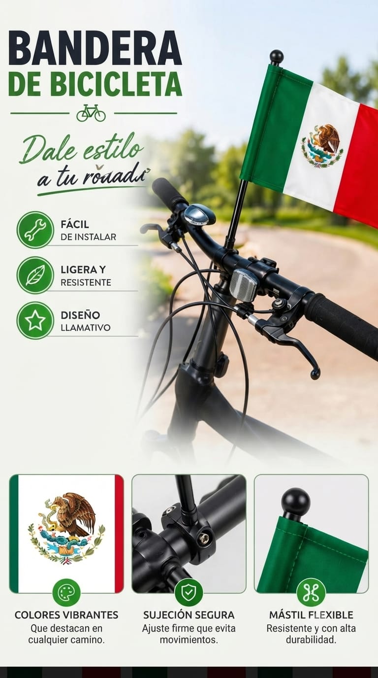 BANDERA MEXICANA PARA MOTO BICI
