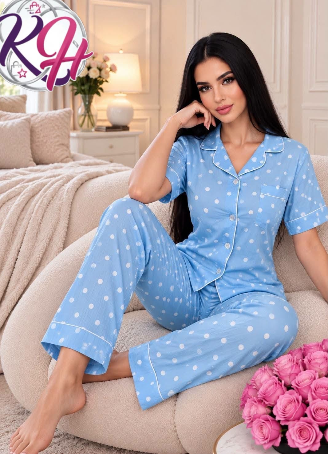 CONJUNTO PIJAMA LUNARES CELESTE XL