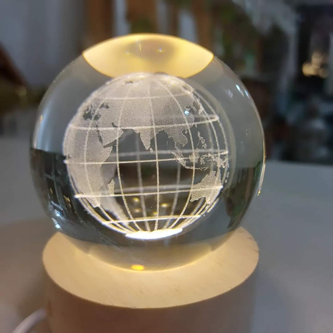 LAMPARA BOLA DE CRISTAL 6 CM TIERRA