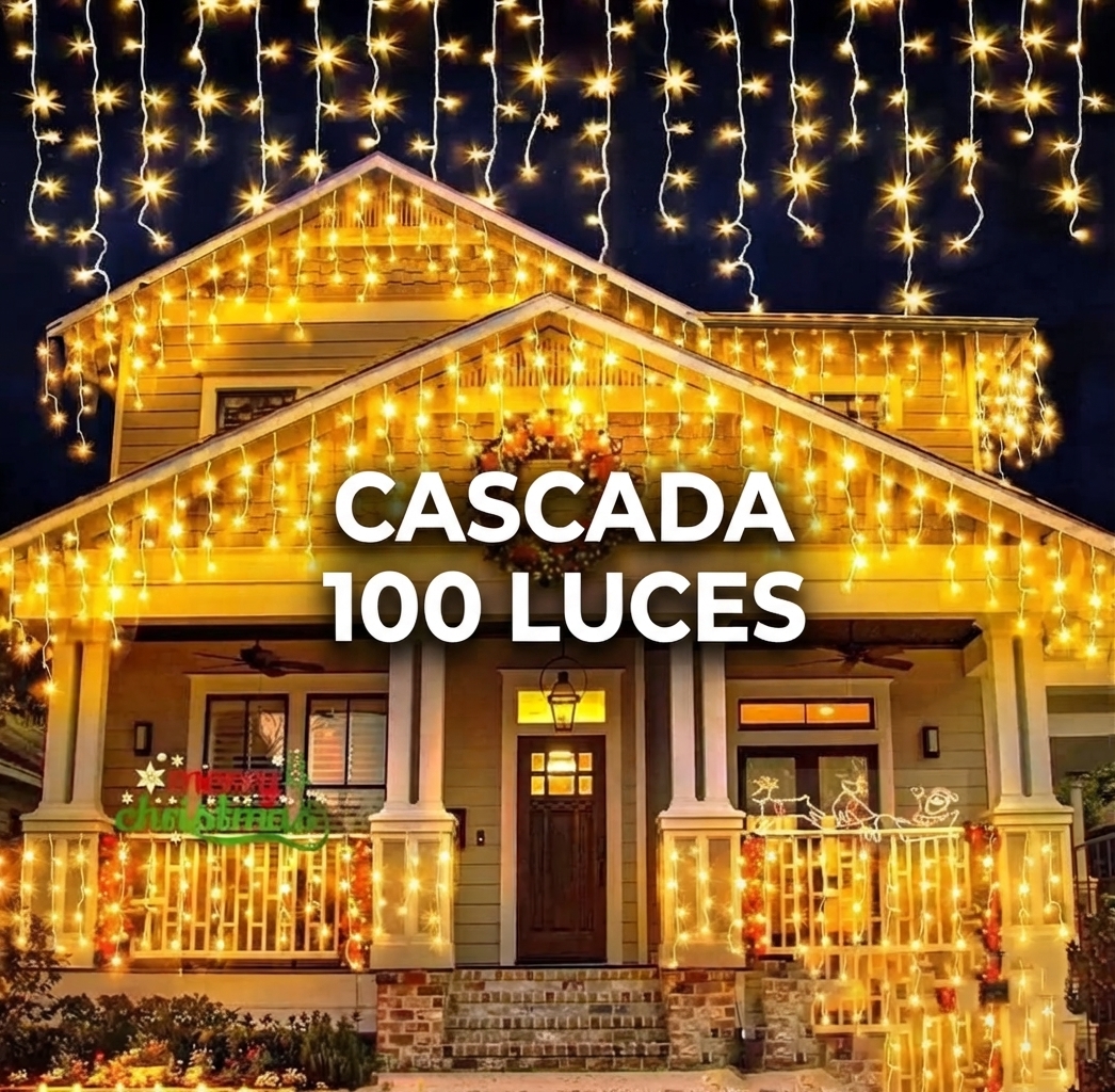 SERIE DE LUZ LED CASCADA 100 LUCES AMARILLAS EXT TRANSP(4075)