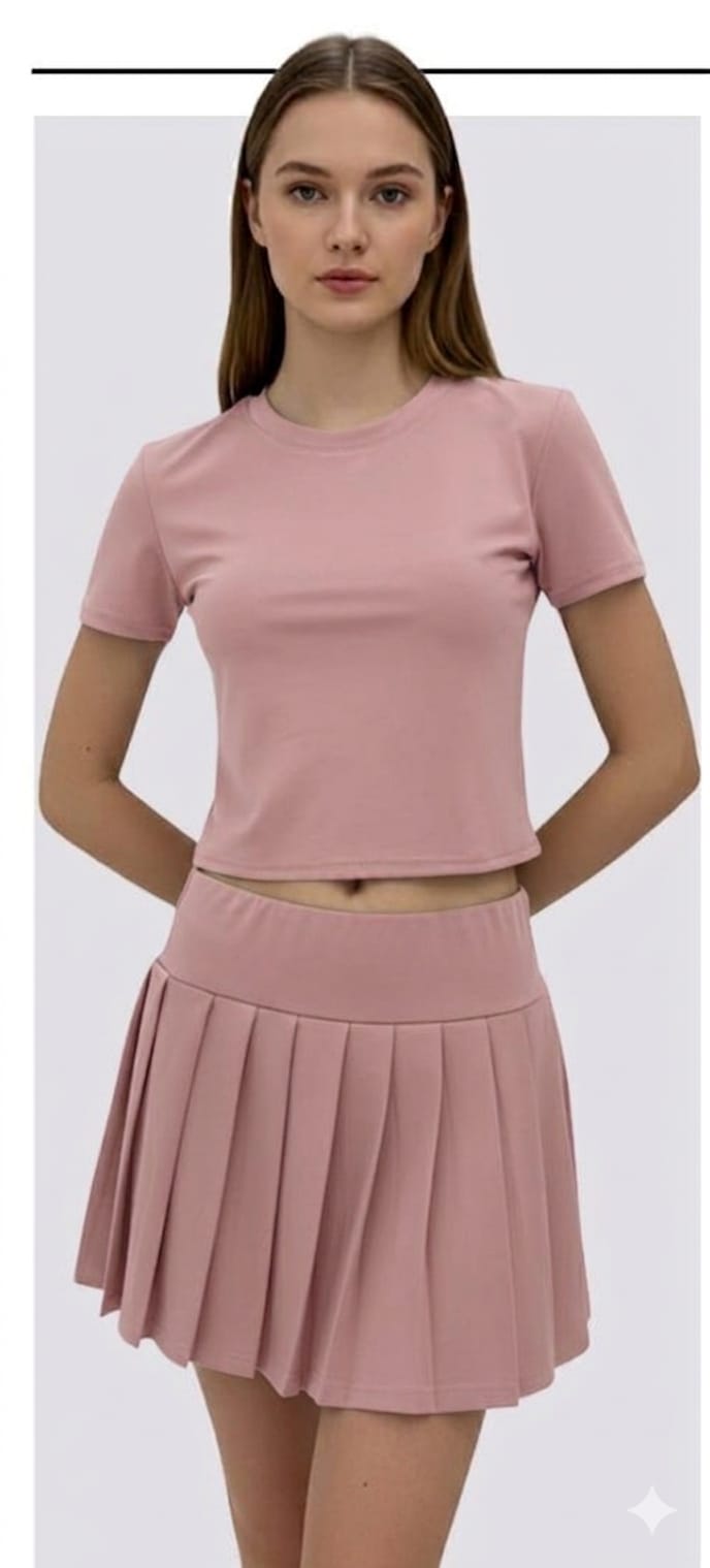 CONJUNTO FALDA Y TOP ROSA PALO