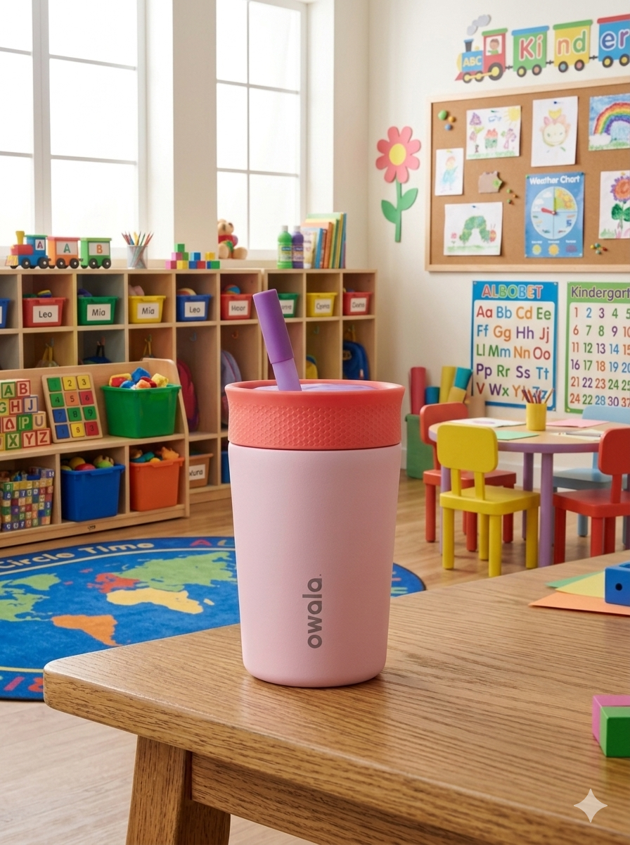 OWALA KIDS CON POPOTE 350ML ROSA PASTEL/SALMON