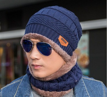SET GORRO Y BUFANDA UNISEX AZUL MARINO