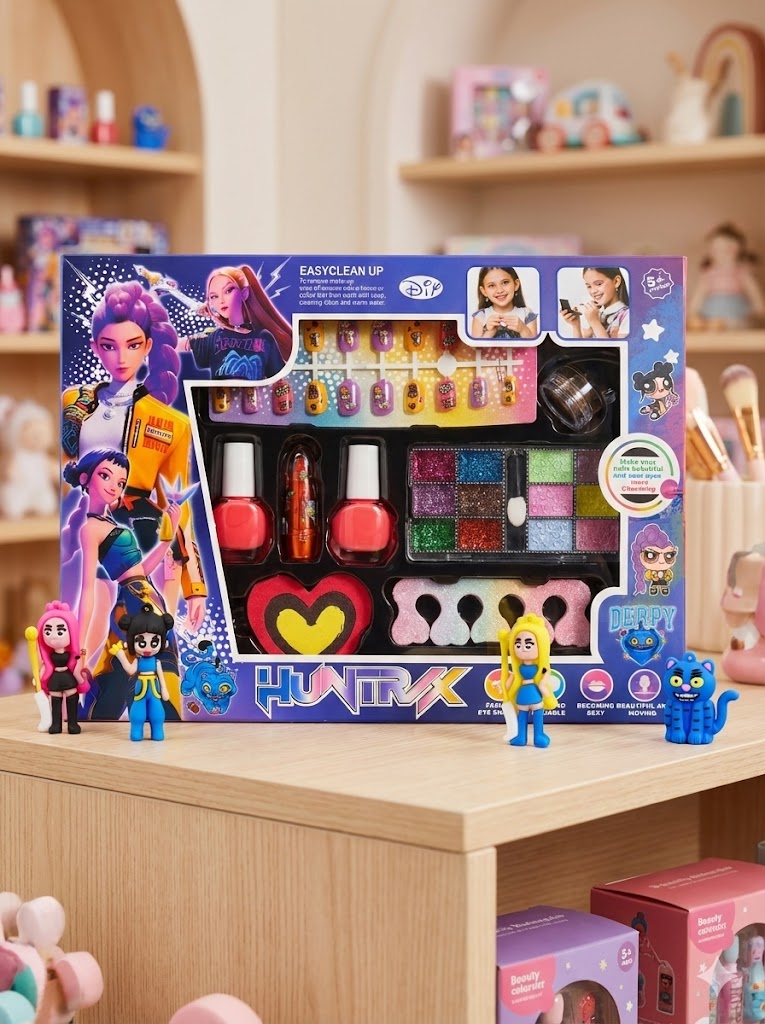SET DE MAQUILLAJE Y UÑAS GUERRERAS KPOP COLORES