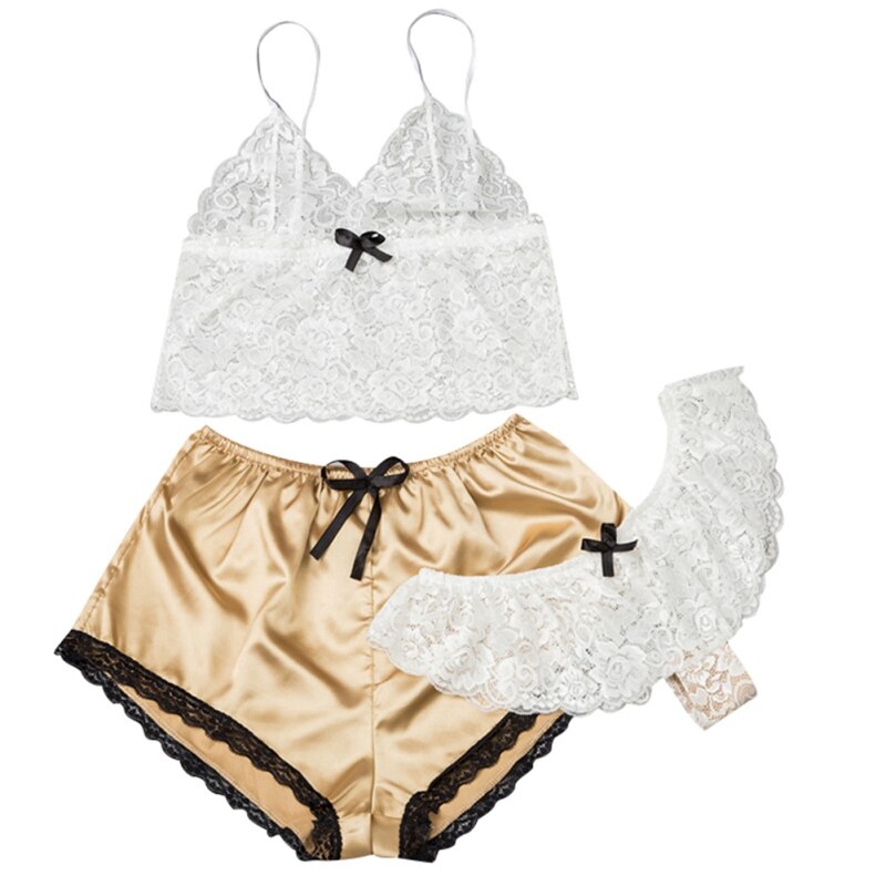 PIJAMA DE 3PZ DORADA S