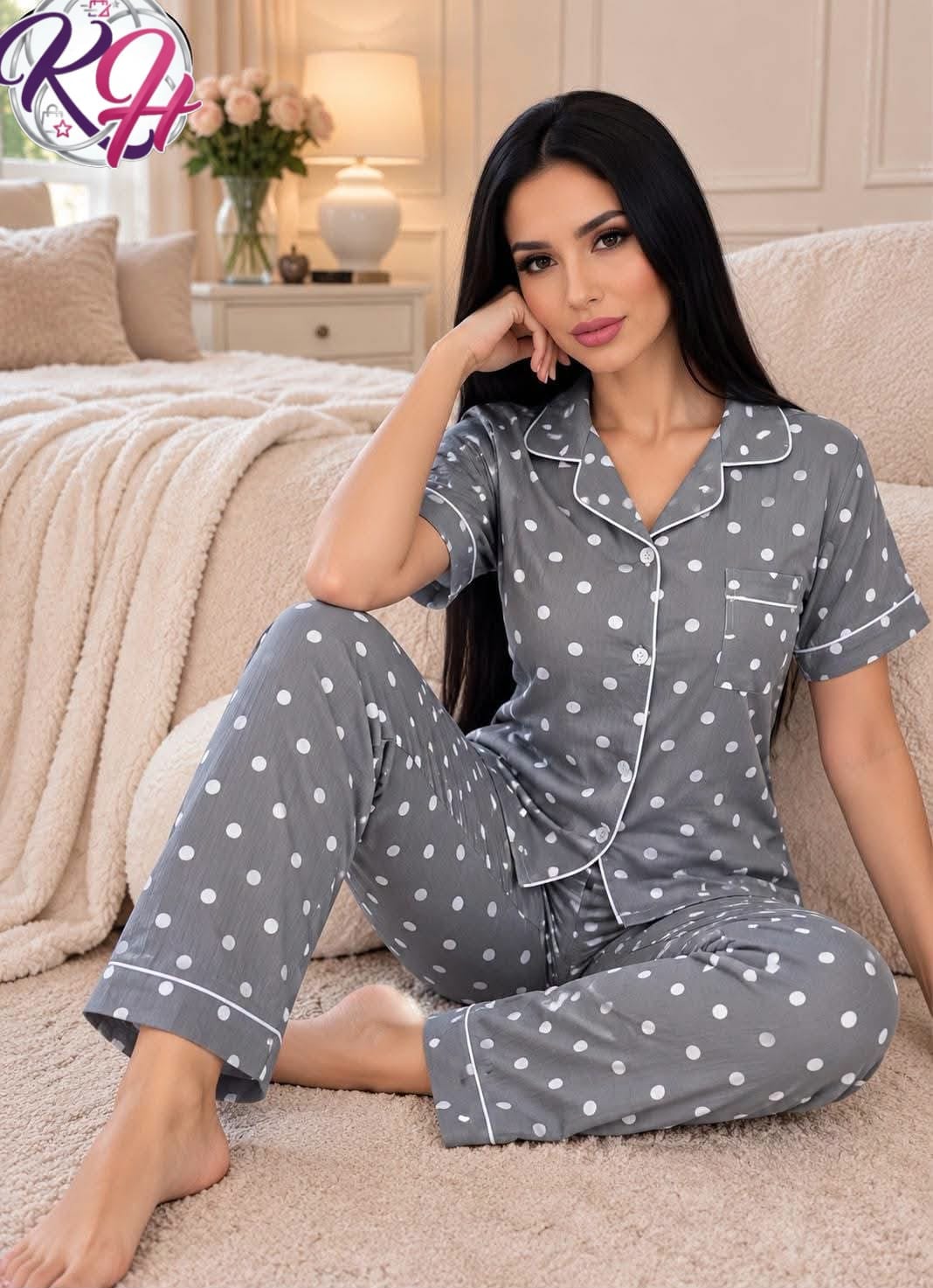 CONJUNTO PIJAMA LUNARES GRIS L