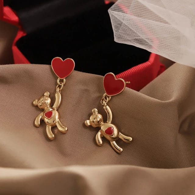 ARETES OSITO CON CORAZON