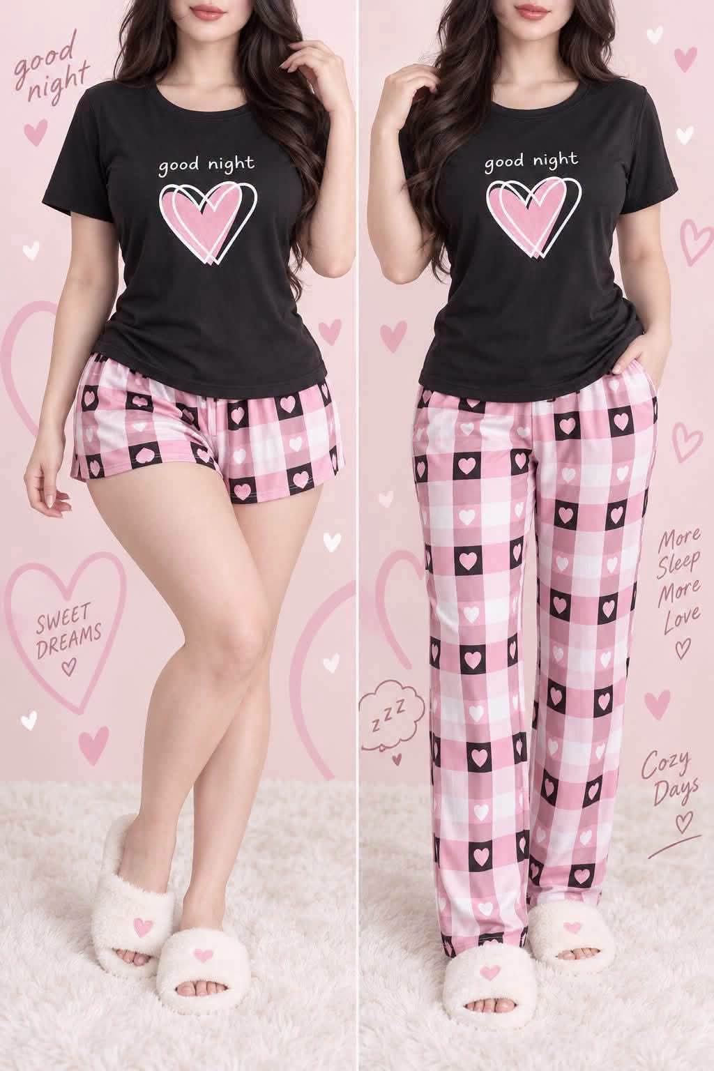 CONJUNTO PIJAMA 3PZ CORAZON/GOOD NIGHT
