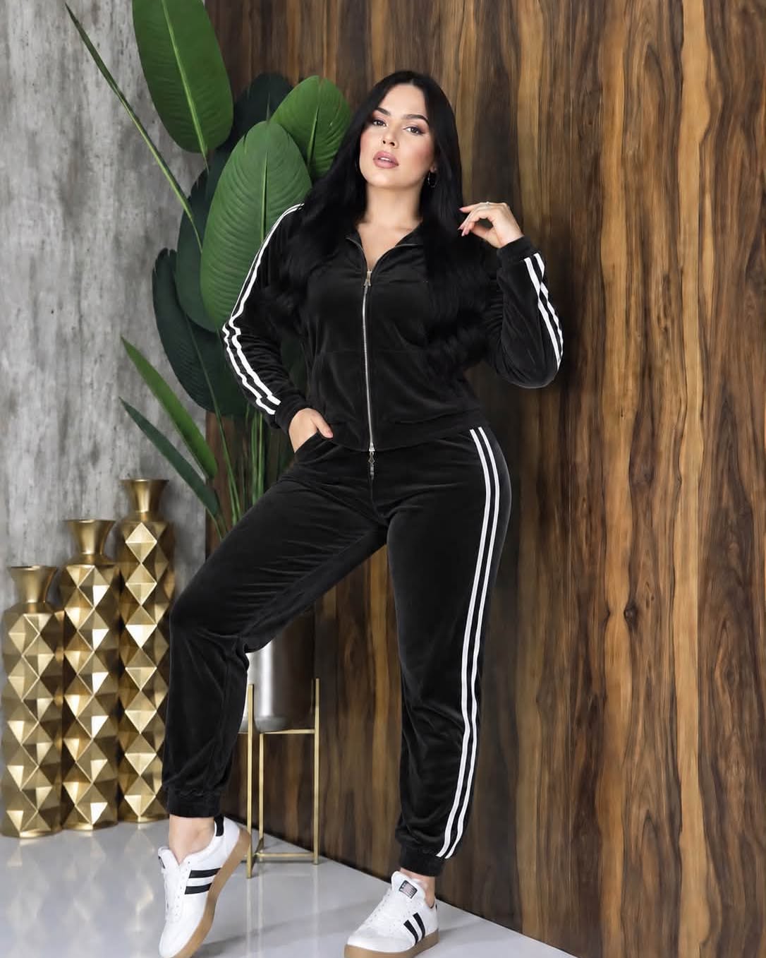 CONJUNTO PANTS Y CHAMARRA NEGRO L
