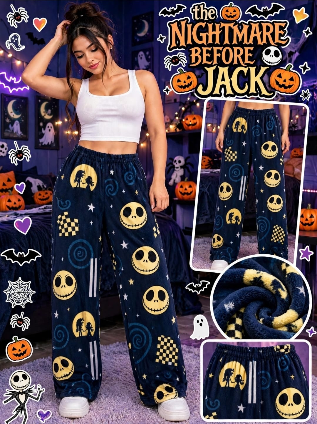 PIJAMA PANTS PERSONAJES JACK AZUL OCURO/MORADO