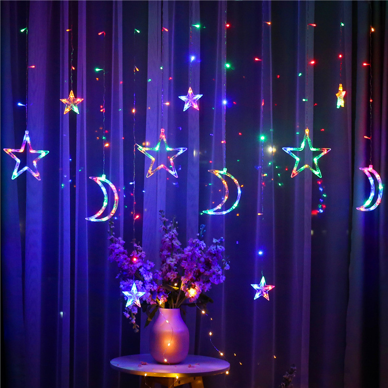 SERIE LUCES CORTINA LUNAS Y ESTRELLAS COLORES