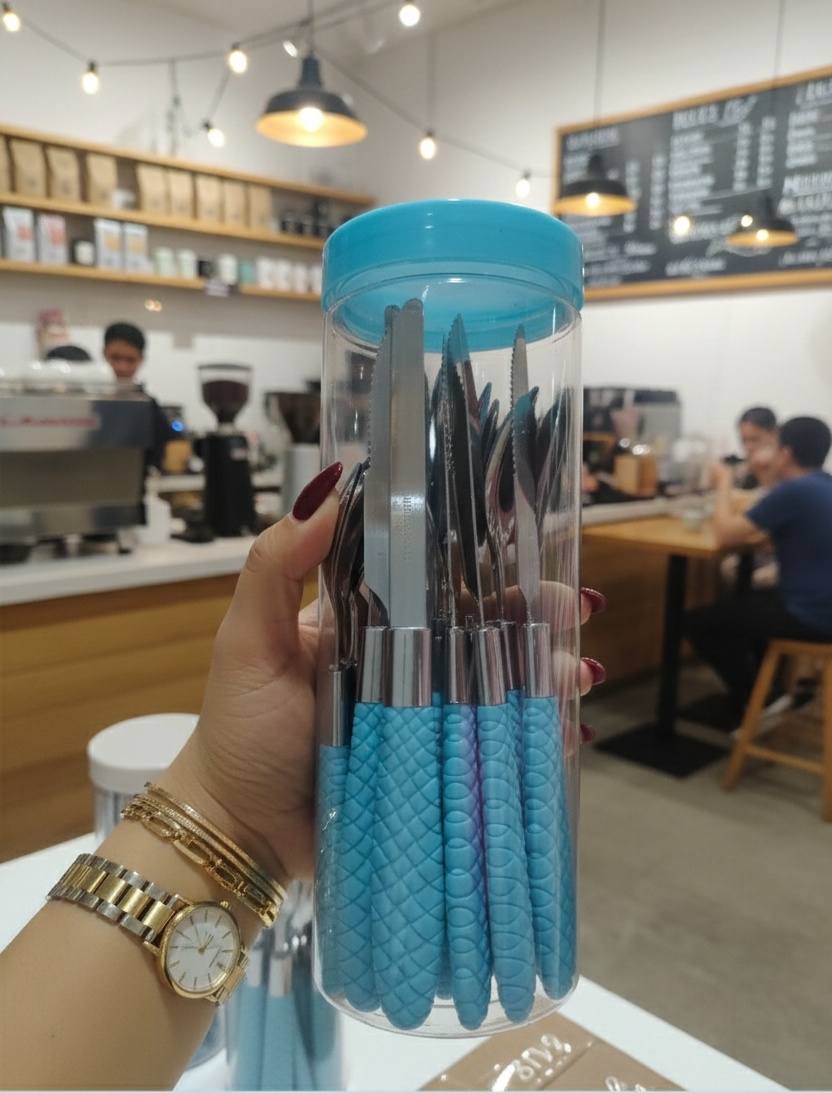 SET DE 24 CUBIERTOS CELESTE