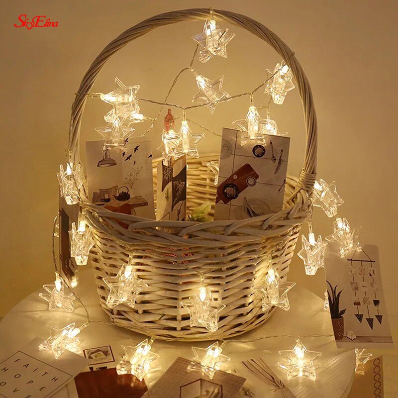 SERIE DE LUZ ESTRELLA CON CLIP AMARILLAS 1.5M