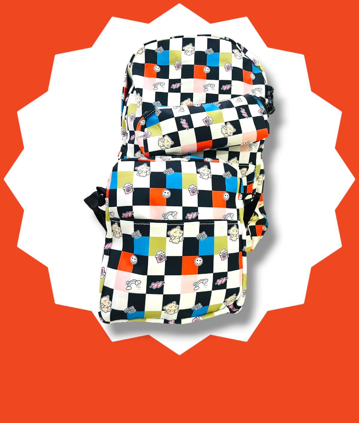 MOCHILA COMBOS DE CUADROS CUTE NEGRO