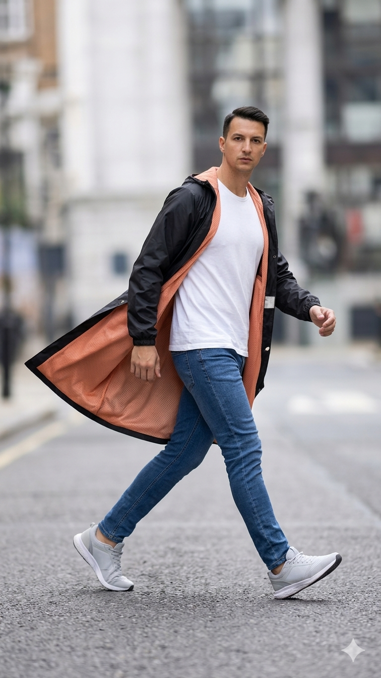 ABRIGO CON CAPUCHA IMPERMEABLE