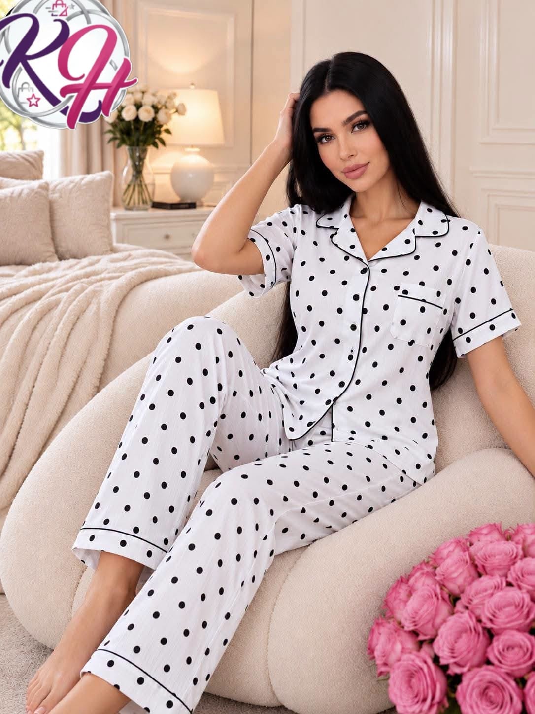 CONJUNTO PIJAMA LUNARES BLANCO L