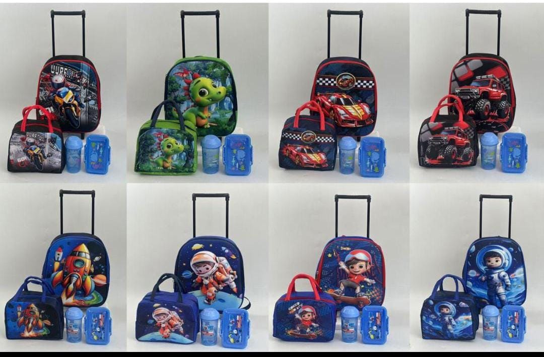 MOCHILA PRESCOLAR KINDER COMBO 5 PIEZAS NIÑO
