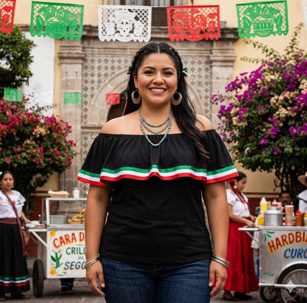 BLUSA CAMPESINA MEXICANA XL NEGRO