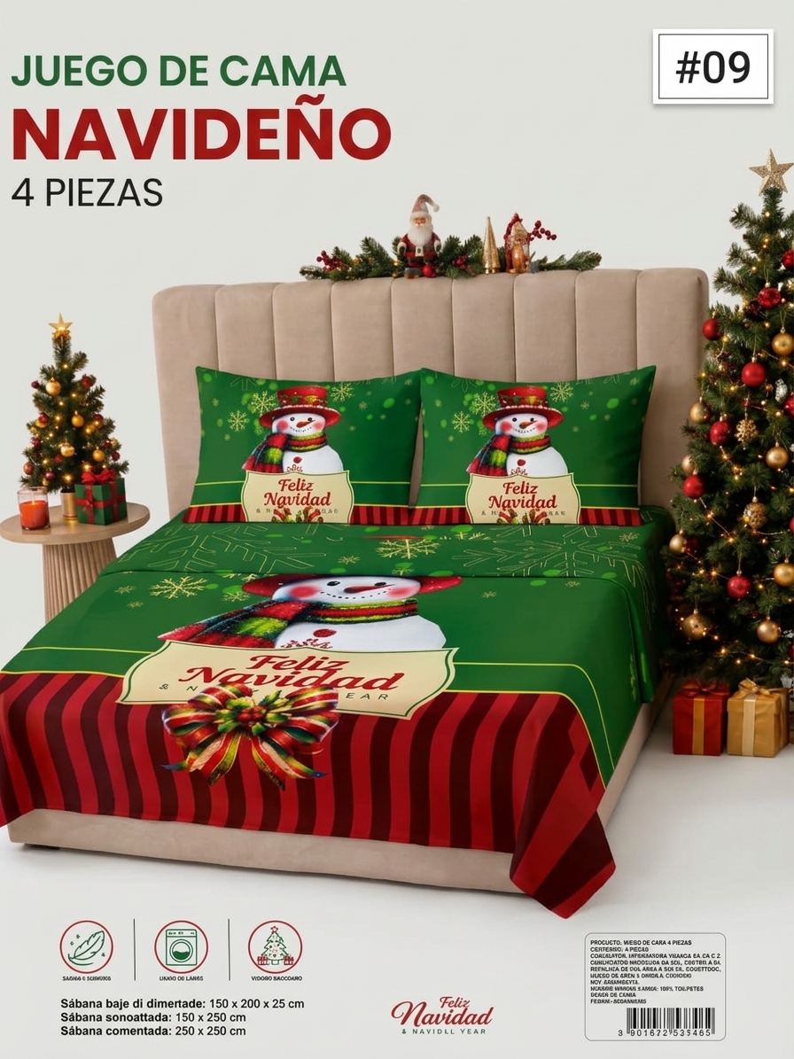 JUEGO DE SABANAS NAVIDEÑO MATRIMONIAL MOD.9